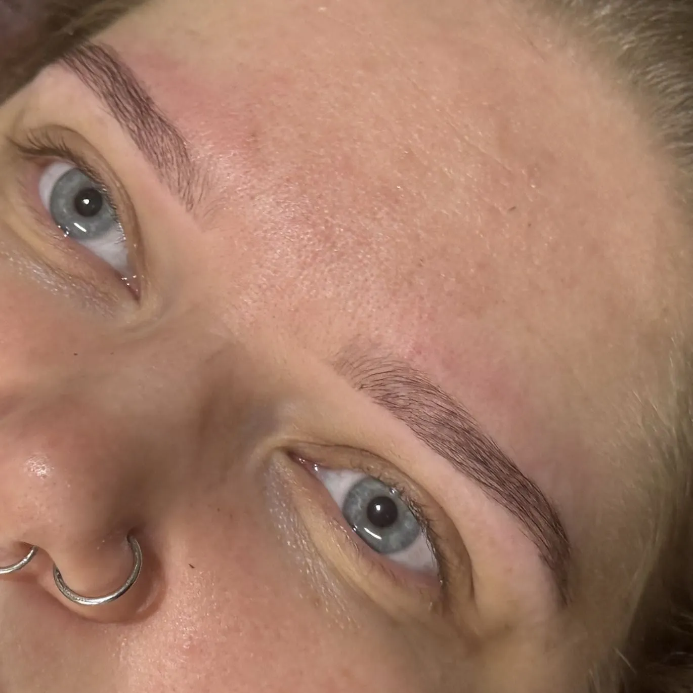 Hybrid brows, mapped and tinted, on both sides