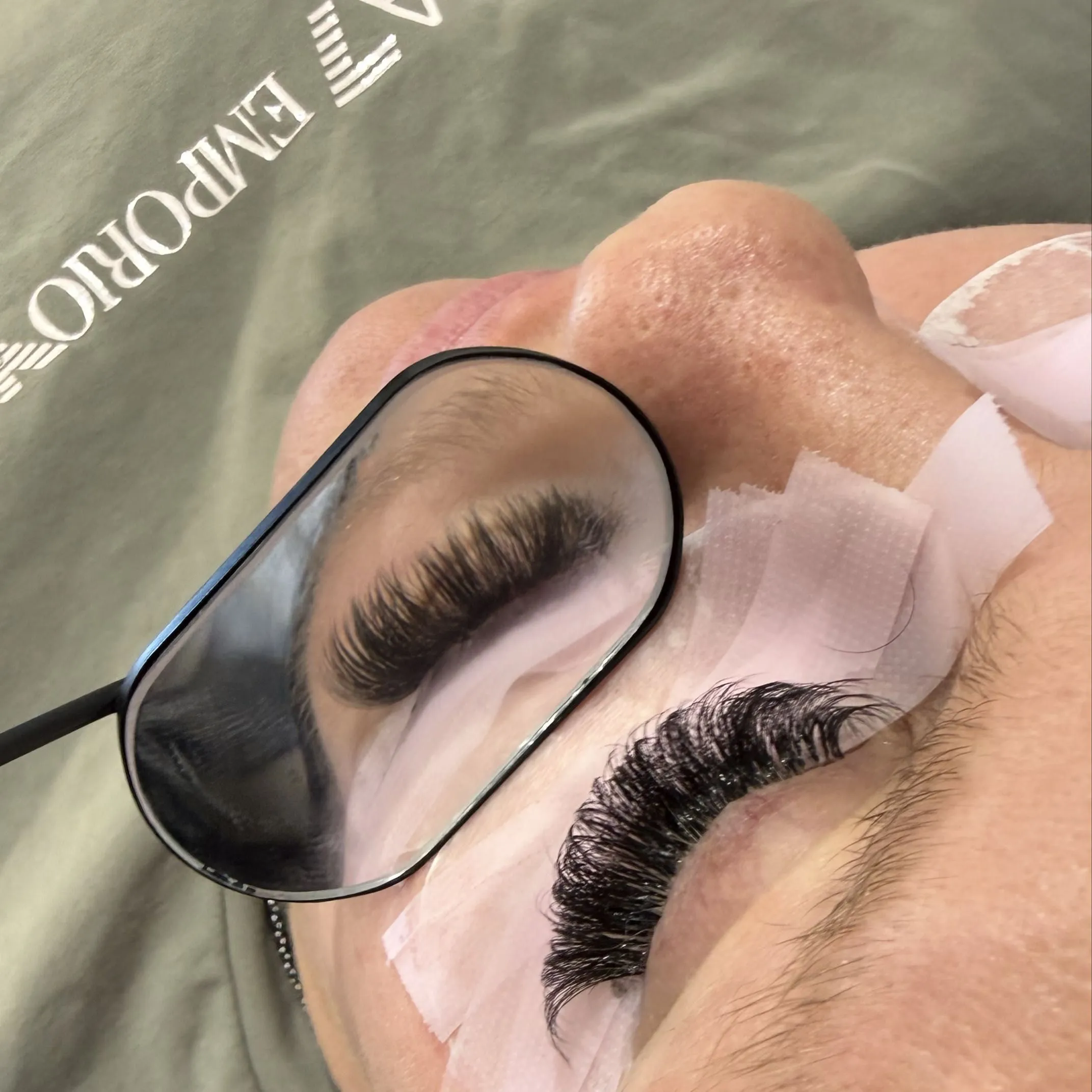 Mega volume lash set in progress